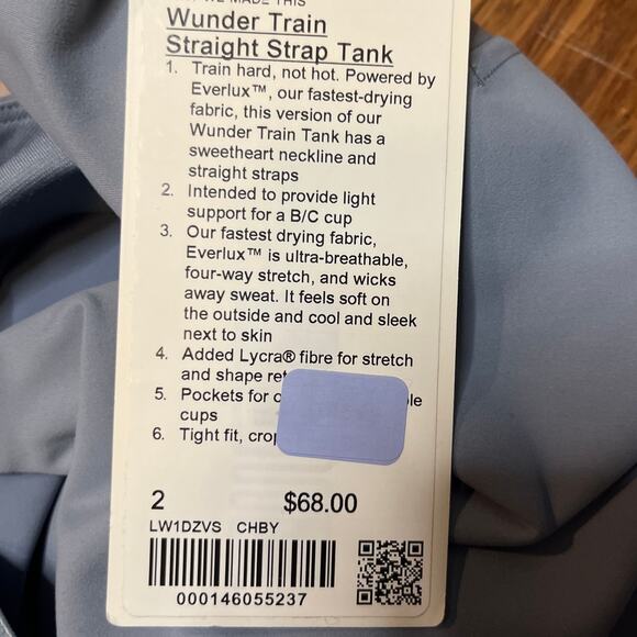 lululemon wunder train straight strap tank size 2 Chambray Blue - Picture 3 of 7